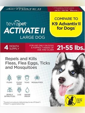 TevraPet Activate II Flea & Tick Prevention Spot Treatment for Large Dogs